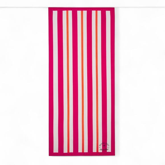 Beach Riot Club Beach Towel FabFitFun Pink Orange White Stripe NEW - Picture 1 of 4